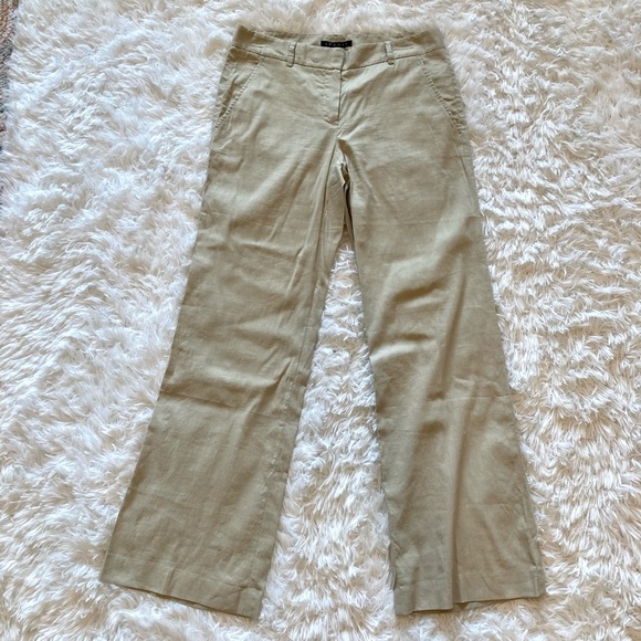 Theory Pants - Theory Beige Cream Linen Wide Leg Pants